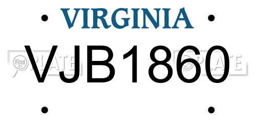 VJB1860 Virginia License Plate