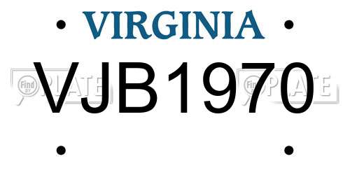 VJB1970 Virginia License Plate