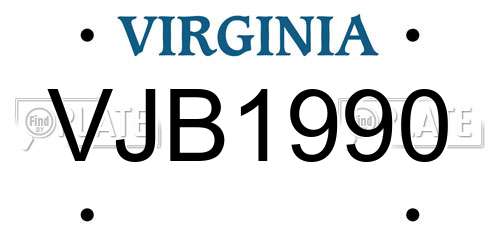 VJB1990 Virginia License Plate