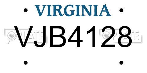 VJB4128 Virginia License Plate