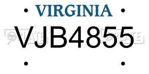 VJB4855 Virginia License Plate