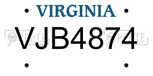 VJB4874 Virginia License Plate