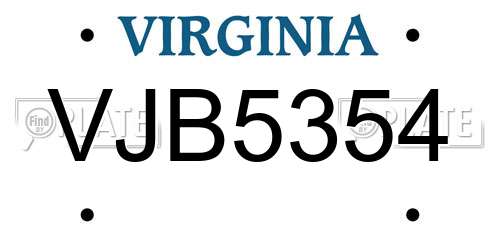 VJB5354 Virginia License Plate