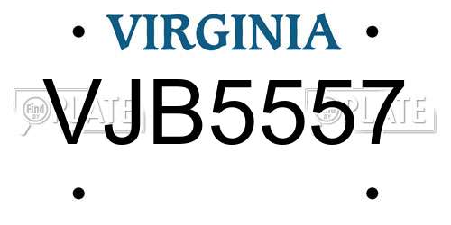VJB5557 Virginia License Plate