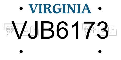 VJB6173 Virginia License Plate