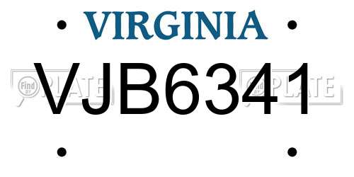 VJB6341 Virginia License Plate