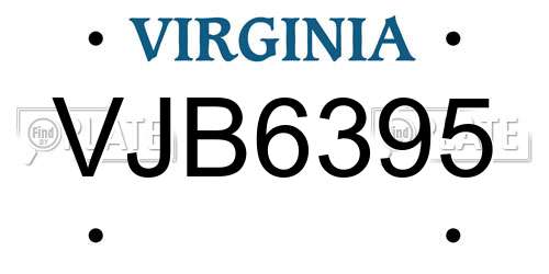 VJB6395 Virginia License Plate