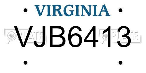 VJB6413 Virginia License Plate