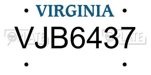 VJB6437 Virginia License Plate