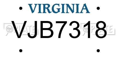 VJB7318 Virginia License Plate