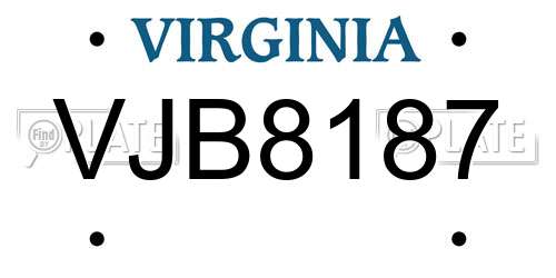VJB8187 Virginia License Plate