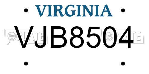 VJB8504 Virginia License Plate