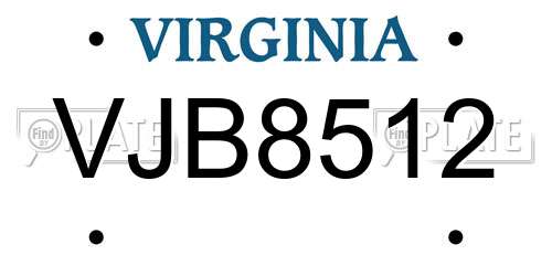VJB8512 Virginia License Plate