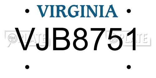VJB8751 Virginia License Plate