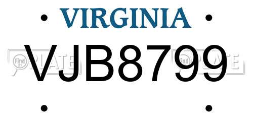 VJB8799 Virginia License Plate