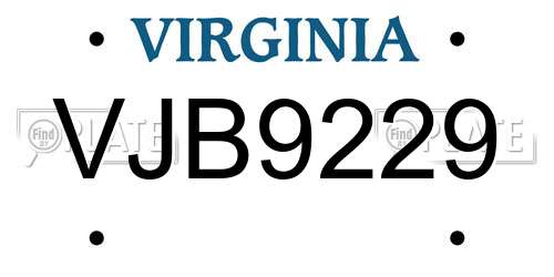 VJB9229 Virginia License Plate