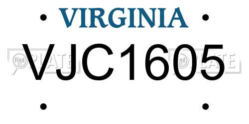 VJC1605 Virginia License Plate