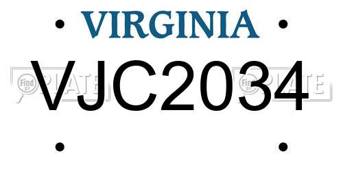 VJC2034 Virginia License Plate
