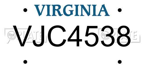 VJC4538 Virginia License Plate