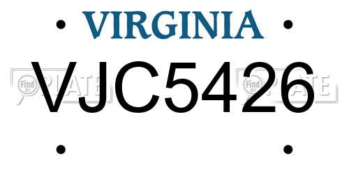 VJC5426 Virginia License Plate