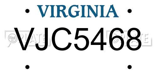 VJC5468 Virginia License Plate