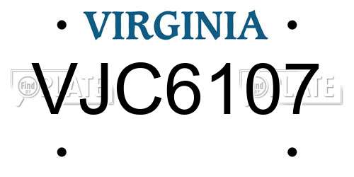 VJC6107 Virginia License Plate