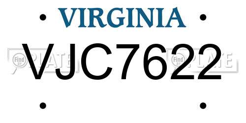VJC7622 Virginia License Plate