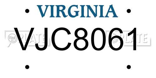 VJC8061 Virginia License Plate