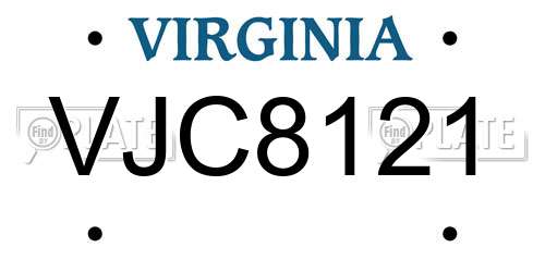 VJC8121 Virginia License Plate