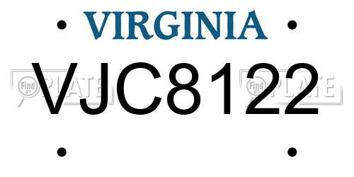 VJC8122 Virginia License Plate