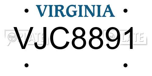 VJC8891 Virginia License Plate