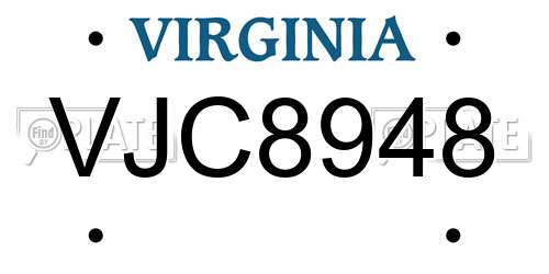VJC8948 Virginia License Plate