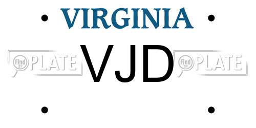 VJD Virginia License Plate