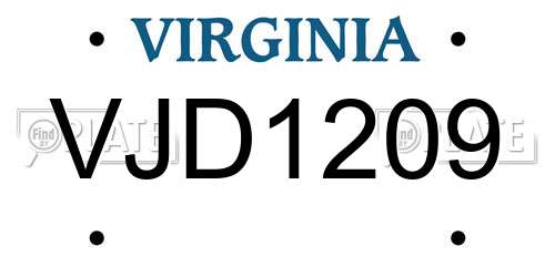 VJD1209 Virginia License Plate