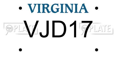 VJD17 Virginia License Plate