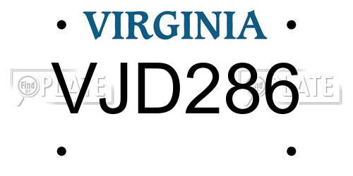 VJD286 Virginia License Plate