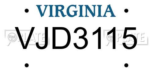 VJD3115 Virginia License Plate
