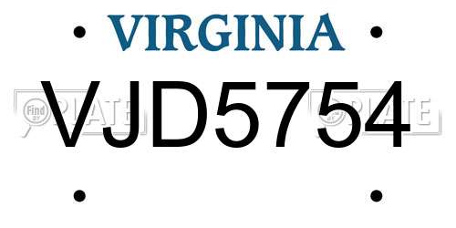 VJD5754 Virginia License Plate