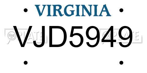 VJD5949 Virginia License Plate