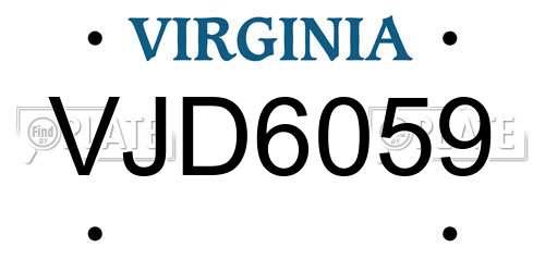 VJD6059 Virginia License Plate