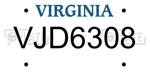 VJD6308 Virginia License Plate