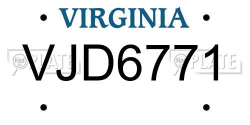VJD6771 Virginia License Plate