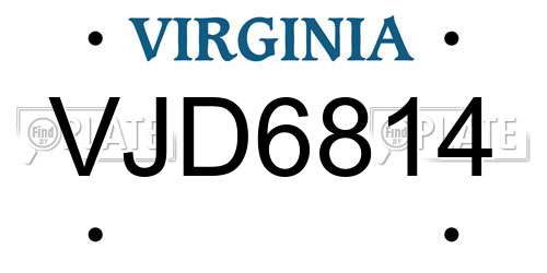 VJD6814 Virginia License Plate