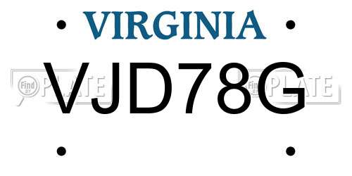 VJD78G Virginia License Plate