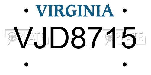 VJD8715 Virginia License Plate