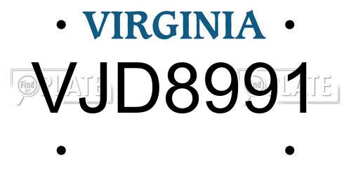 VJD8991 Virginia License Plate