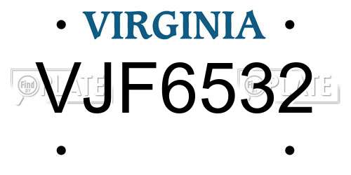 VJF6532 Virginia License Plate