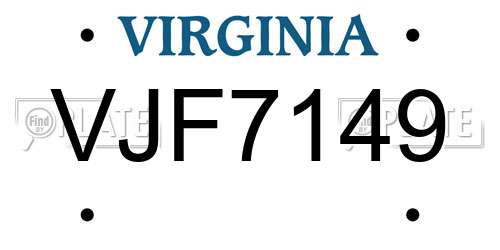 VJF7149 Virginia License Plate