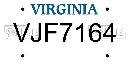 VJF7164 Virginia License Plate