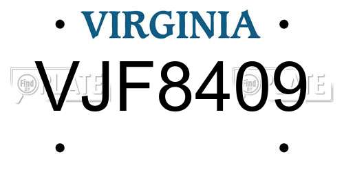 VJF8409 Virginia License Plate